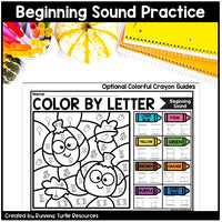 Fall Color by Letter and Beginning Sound Pages