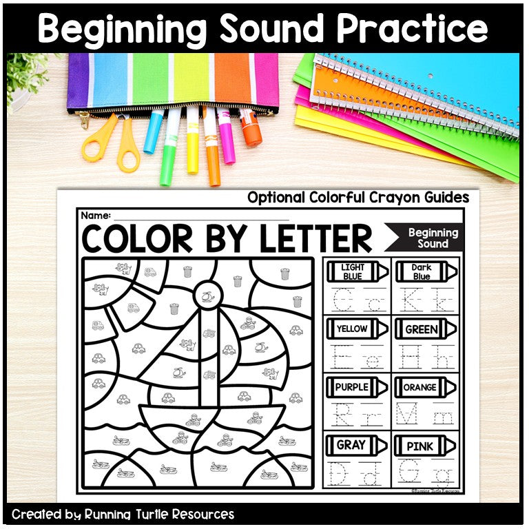 Transportation Color by Letter and Beginning Sound Pages, Things that Go Activities