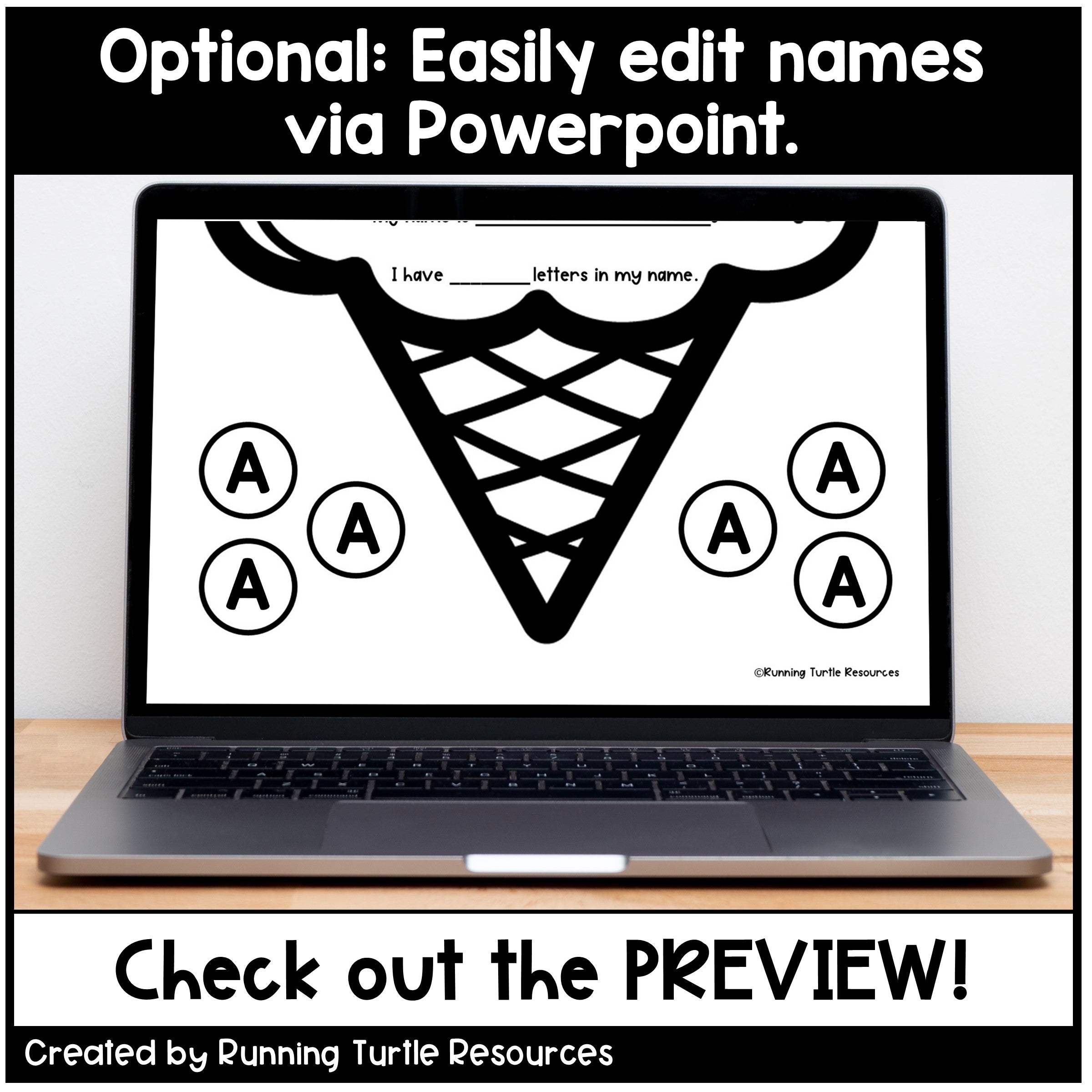 Editable Summer Ice Cream Name Craft