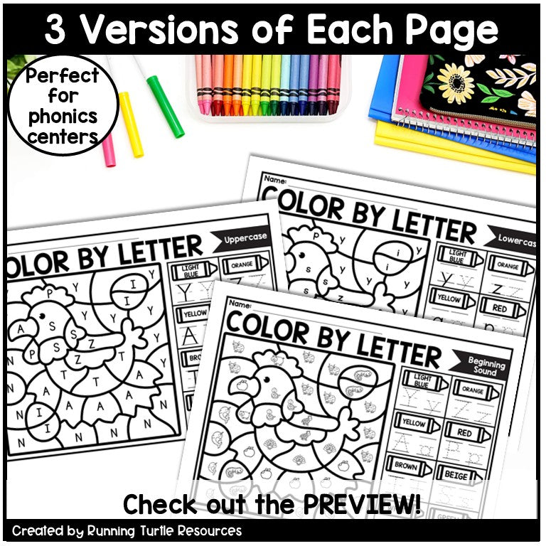 Farm Color by Letter and Beginning Sound Pages