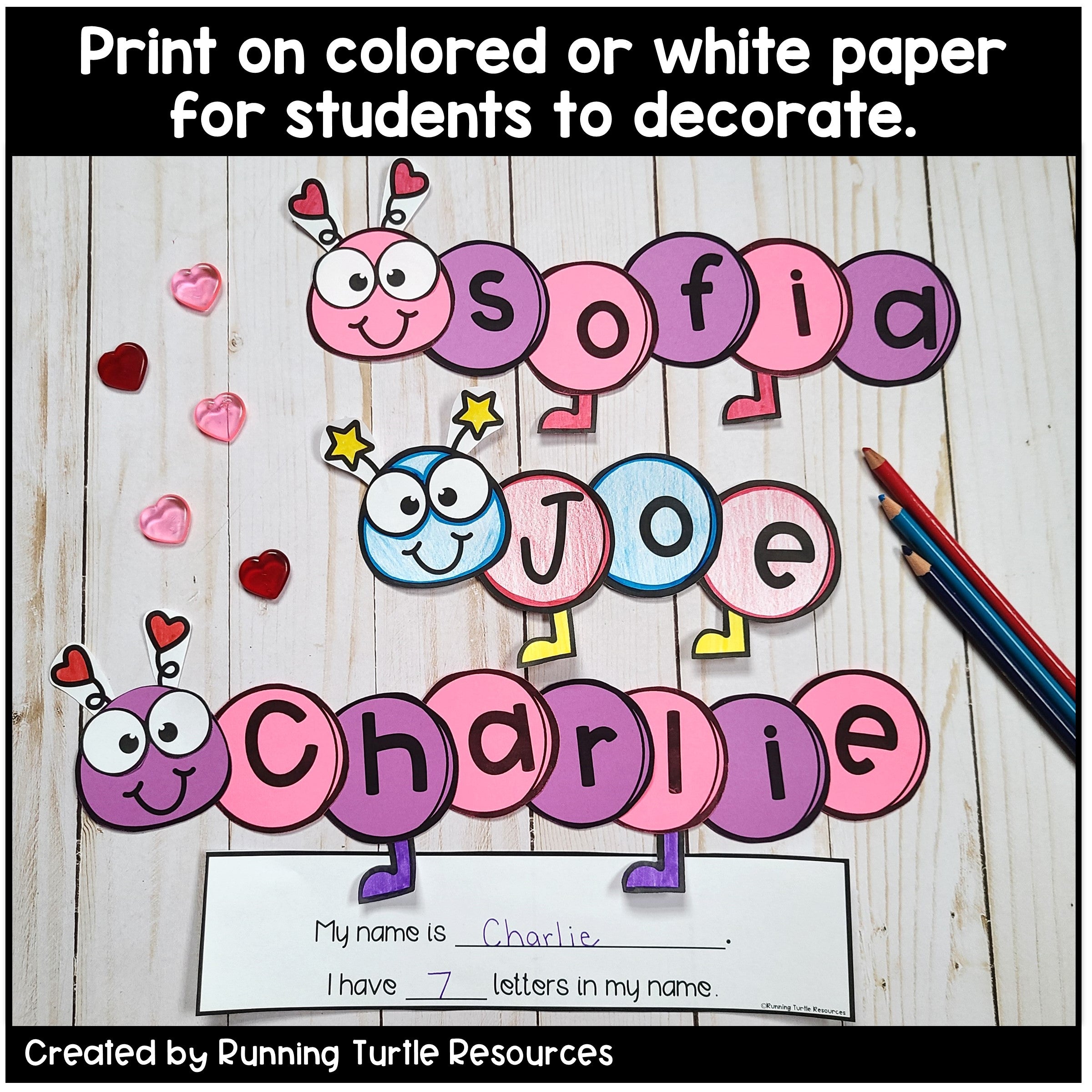 Editable Valentine Name Craft l Love Bug Activity