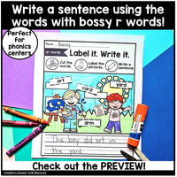 Bossy R Label It Write It Cut and Paste Worksheets for Kindergarten and 1st Grade