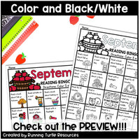 September Reading Bingo, Fall Reading Challenge and Bookmarks