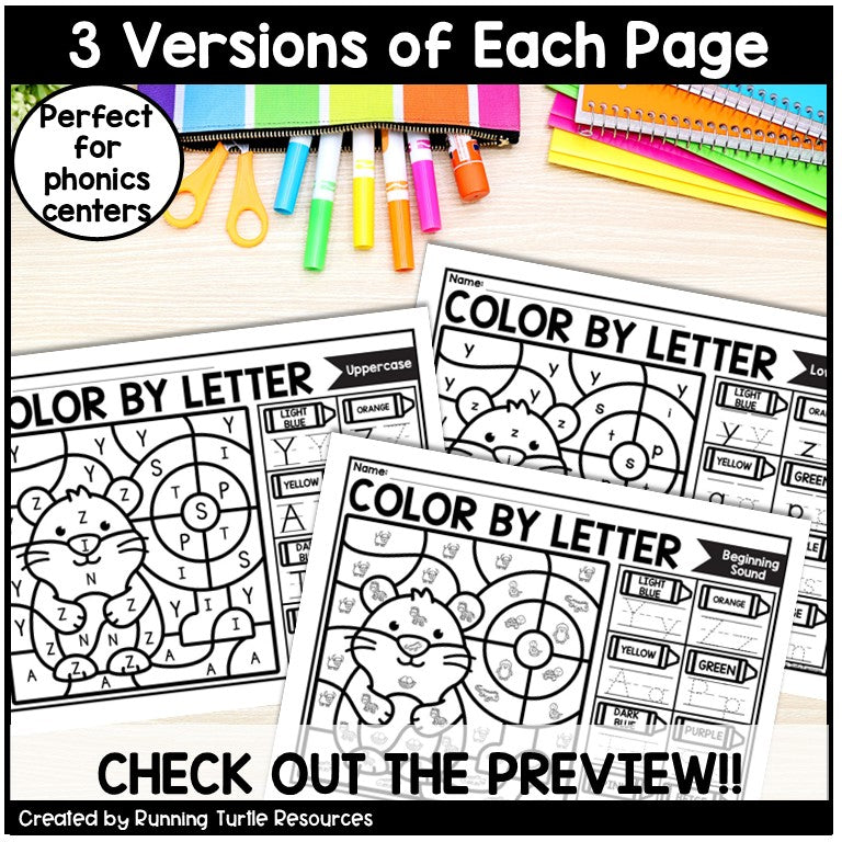 Pets Color by Letter and Beginning Sound Pages