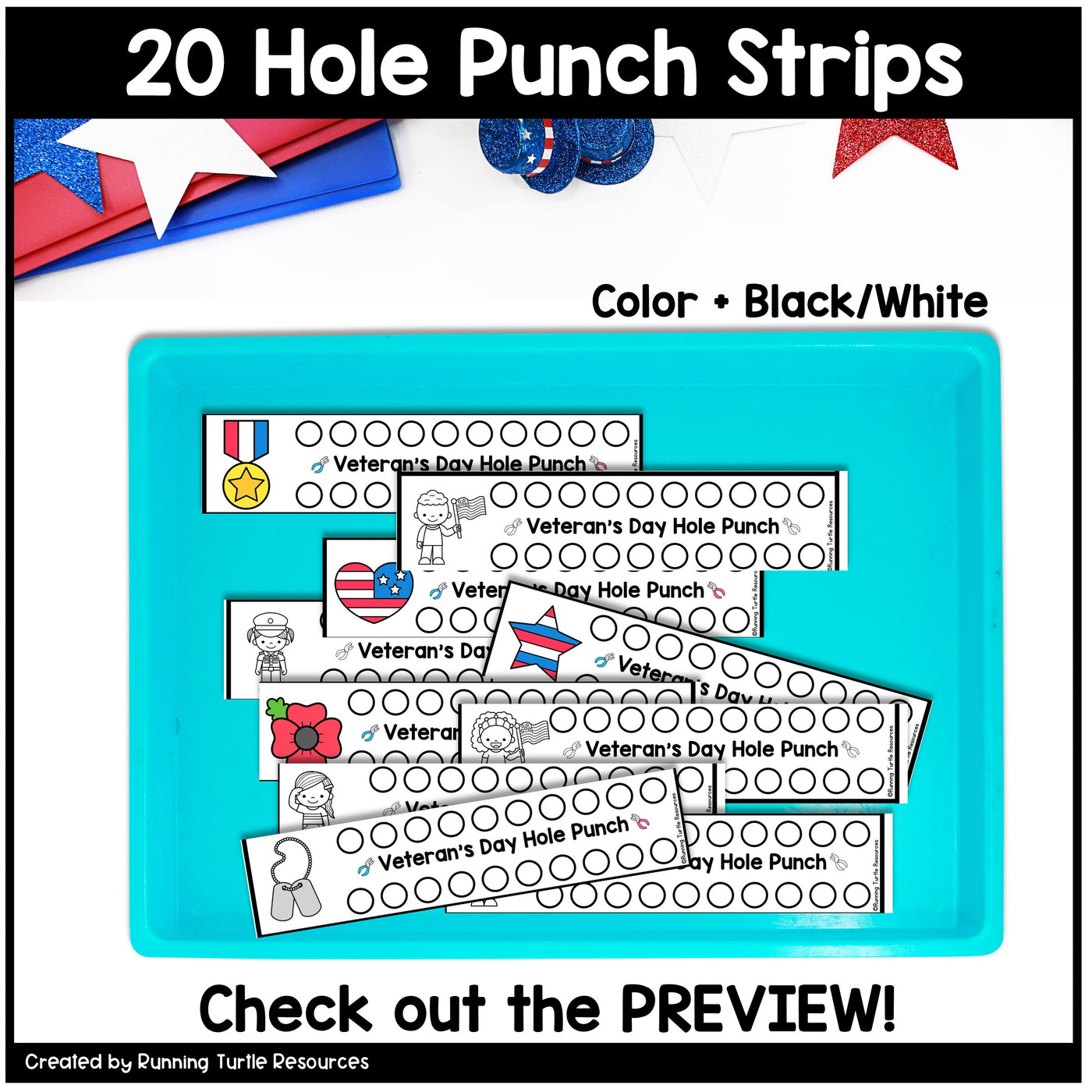 Veteran's Day Fine Motor Printables Preschool and Kindergarten