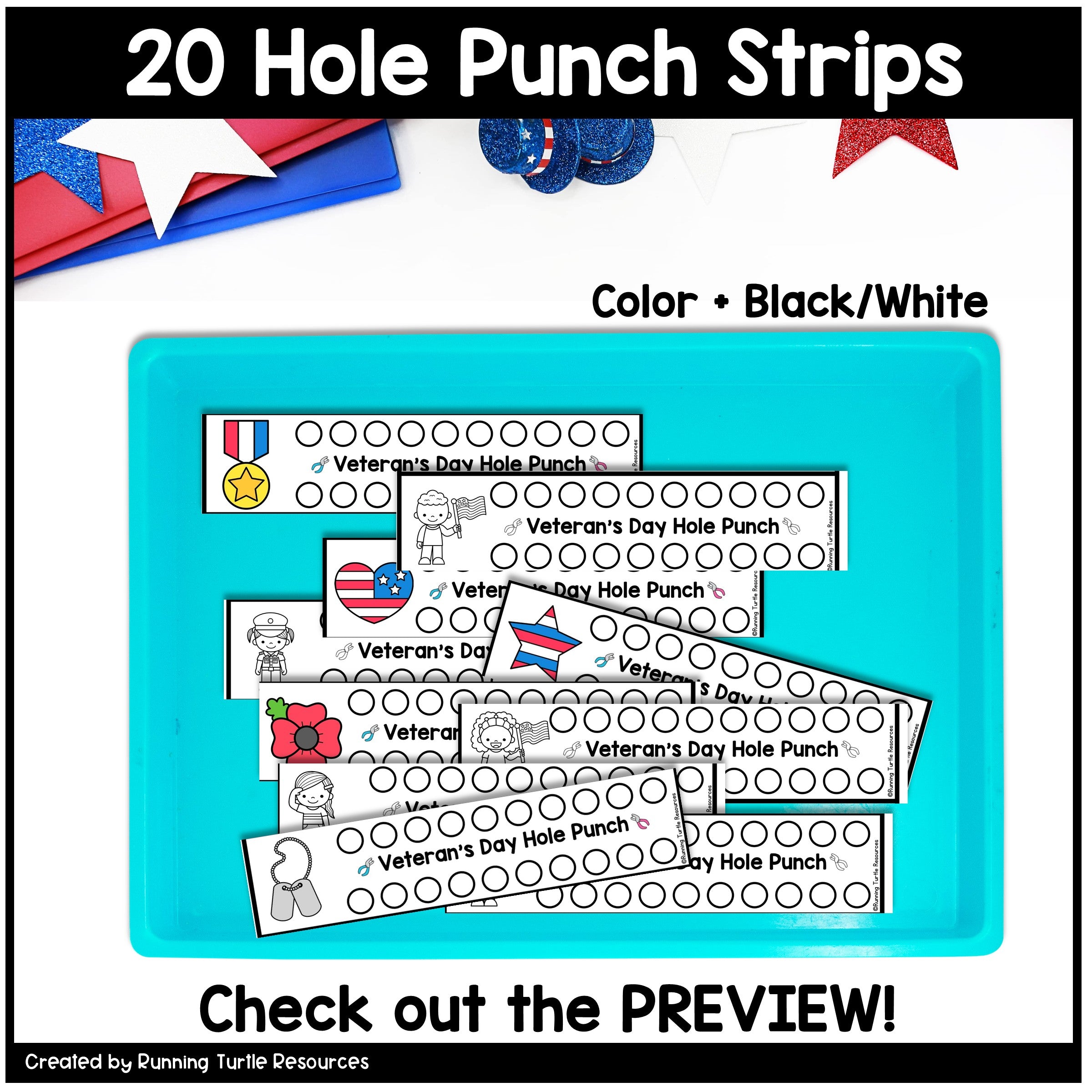 Veteran's Day Fine Motor Printables Preschool and Kindergarten