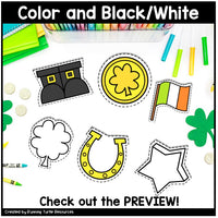 March Cutting Practice, Shamrock Cut Out, Rainbow Outline, St. Patricks Prek