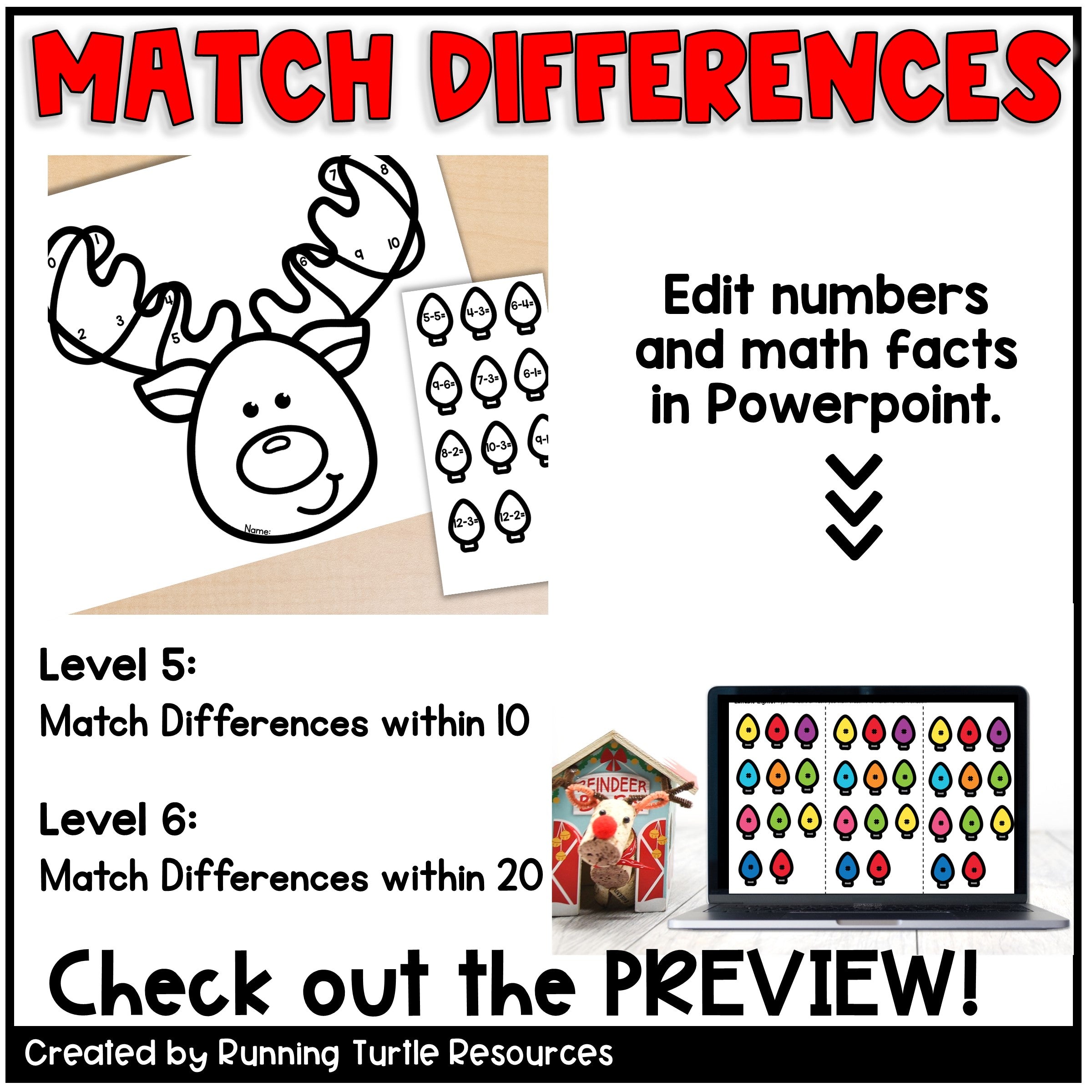 Christmas Reindeer Math Craft