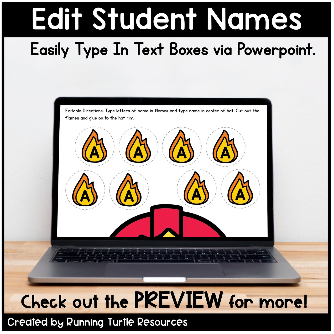 Firefighter Craft for Fire Safety Week, Preschool and Kindergarten Name Craft
