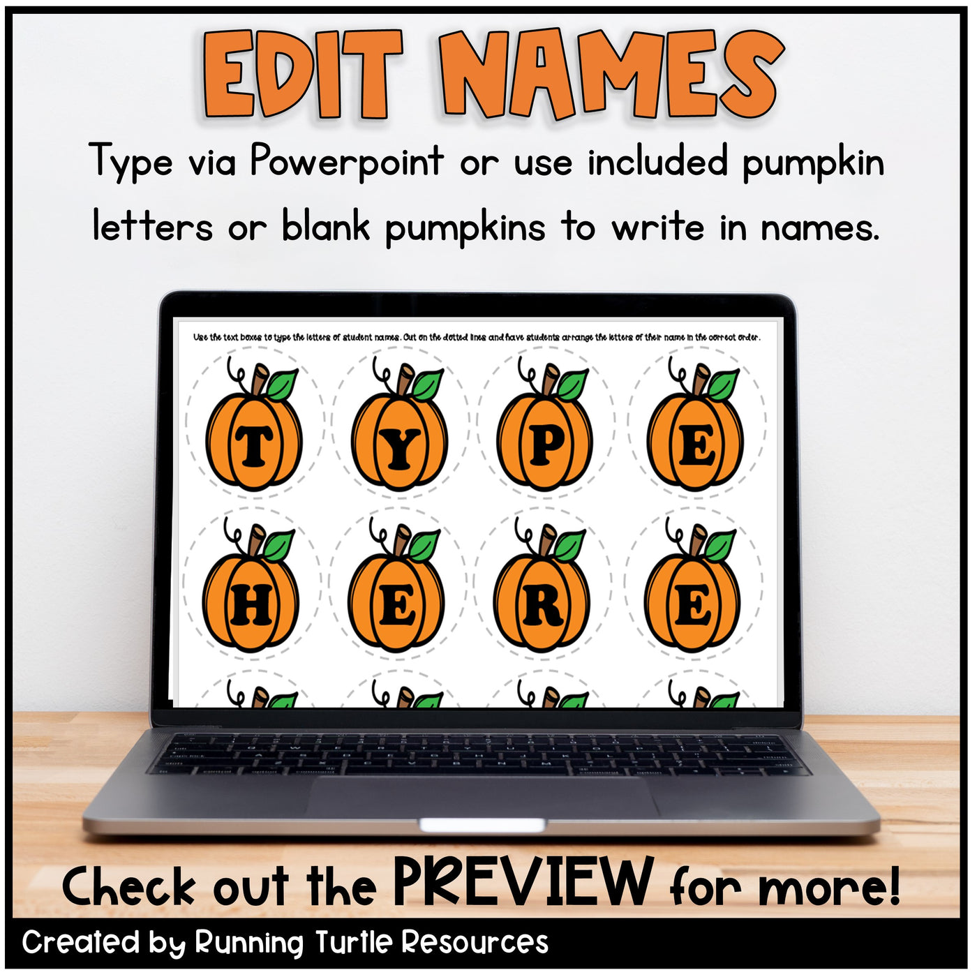 Pumpkin Craft EDITABLE Name Craft