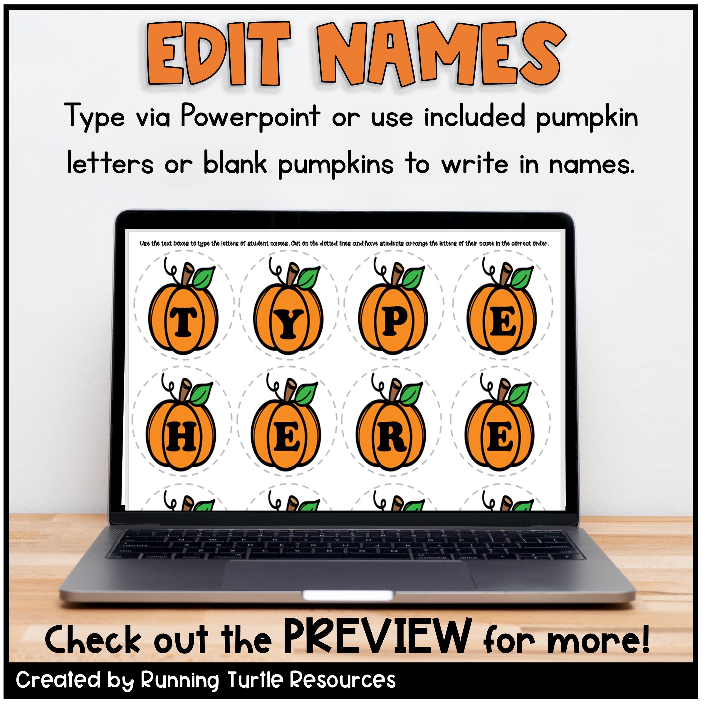 Pumpkin Craft EDITABLE Name Craft