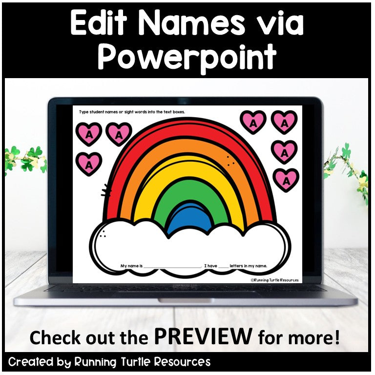 St. Patrick's Day Craft Editable Rainbow Name Craft