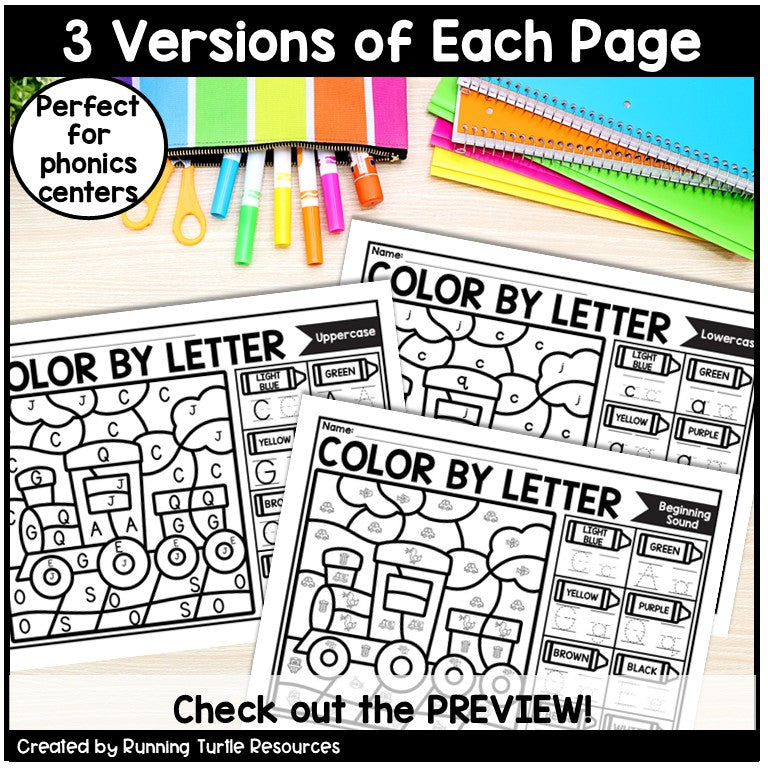 Transportation Color by Letter and Beginning Sound Pages, Things that Go Activities