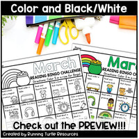 March Reading Log, Editable Reading Bingo Board Challenge