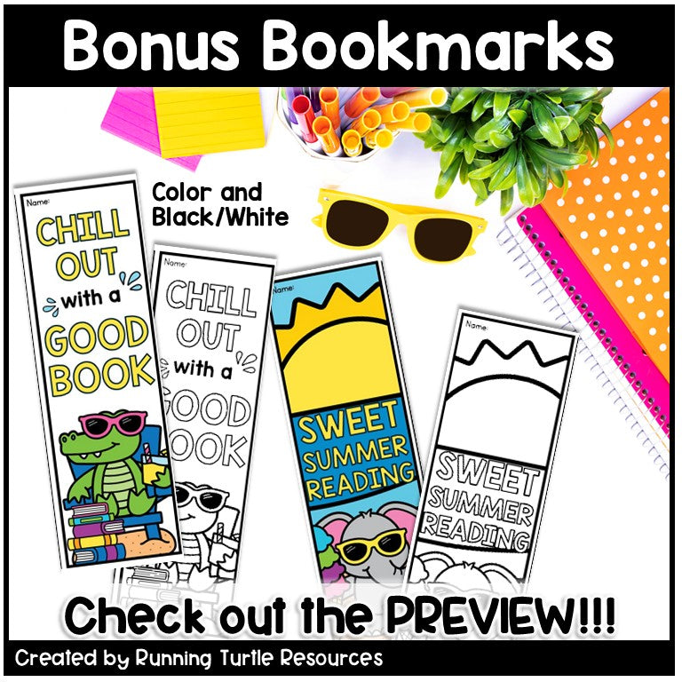 Summer Reading Bingo, June and July Reading Challenge and Bookmarks