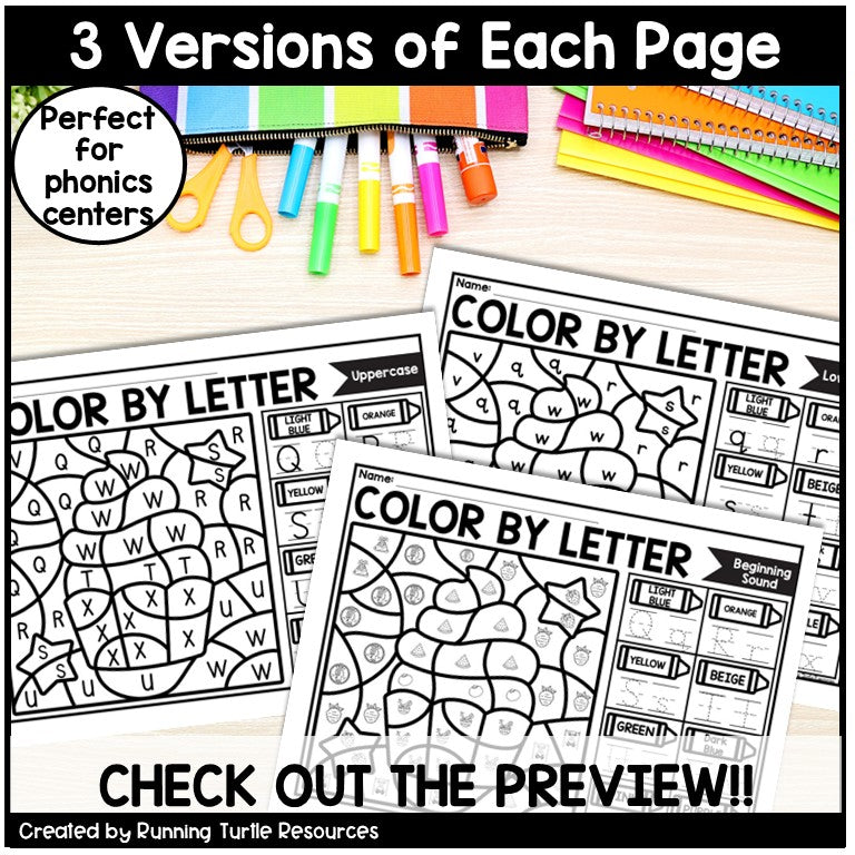 Food Color by Letter and Beginning Sound Pages