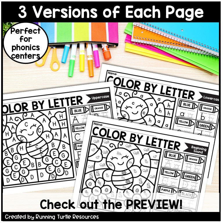 Spring Color by Letter and Beginning Sound Pages