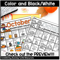 October Reading Bingo, Fall Reading Challenge and Bookmarks