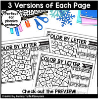 Winter Color by Letter and Beginning Sound Pages