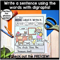 Digraph Worksheets for Kindergarten and First Grade, Label it Write it!