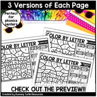 Summer Color by Letter and Beginning Sound Pages