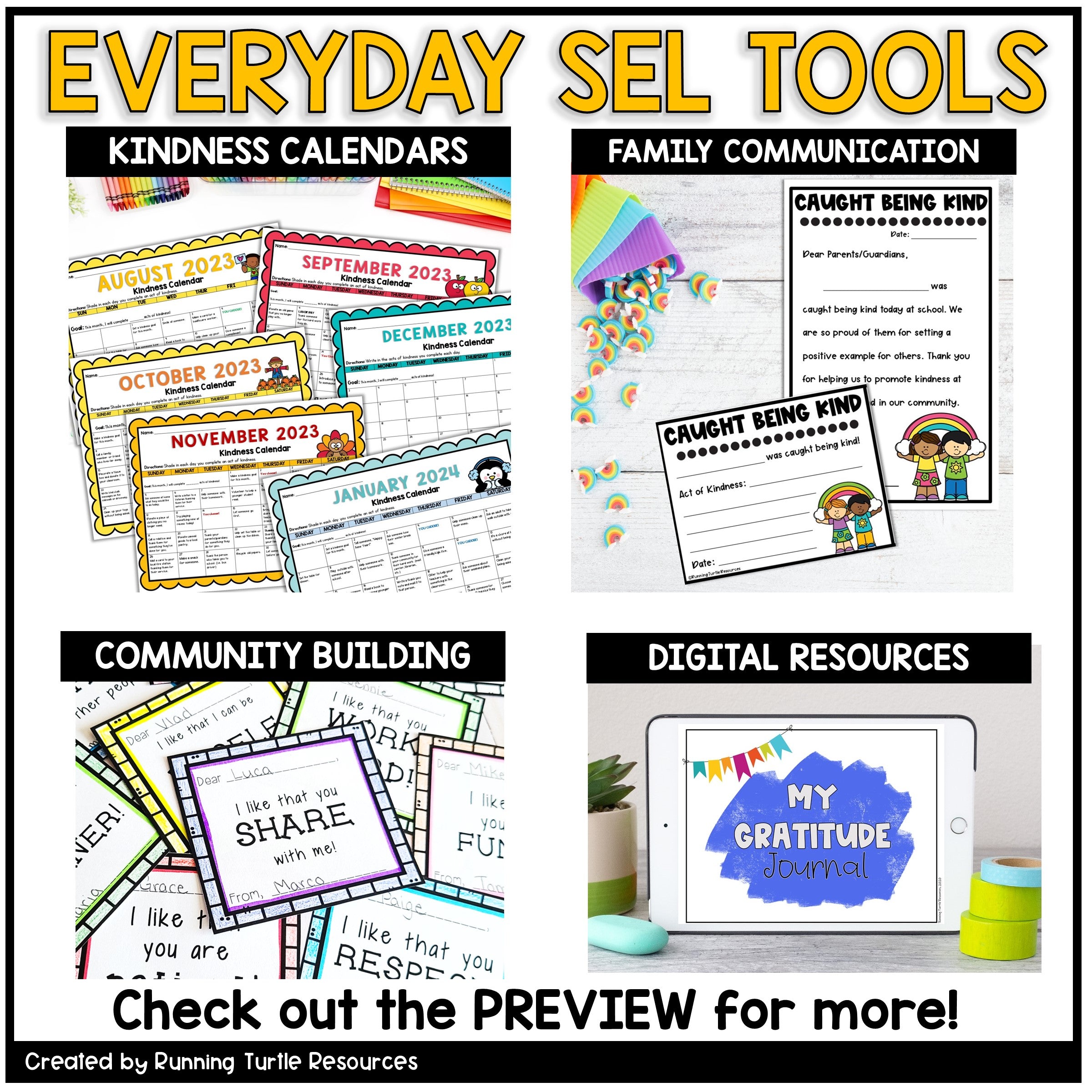 Social Emotional Learning Activities Bundle l Year Long SEL Crafts