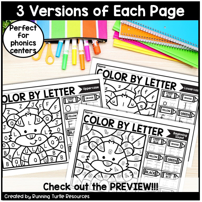 Color by Letter Printables for Preschool and Kindergarten, including letter tracing