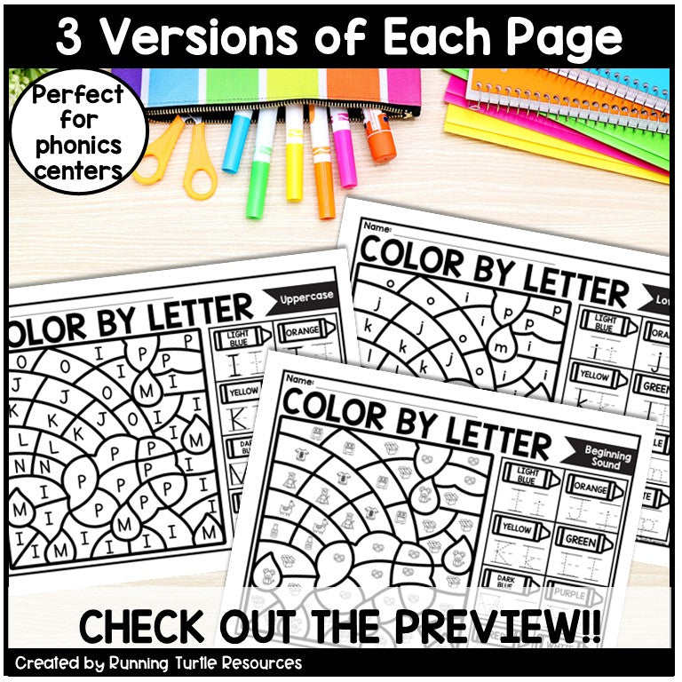 Weather Color by Letter and Beginning Sound Pages
