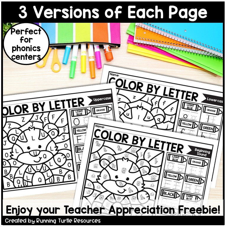Zoo Color by Letter and Beginning Sound Pages