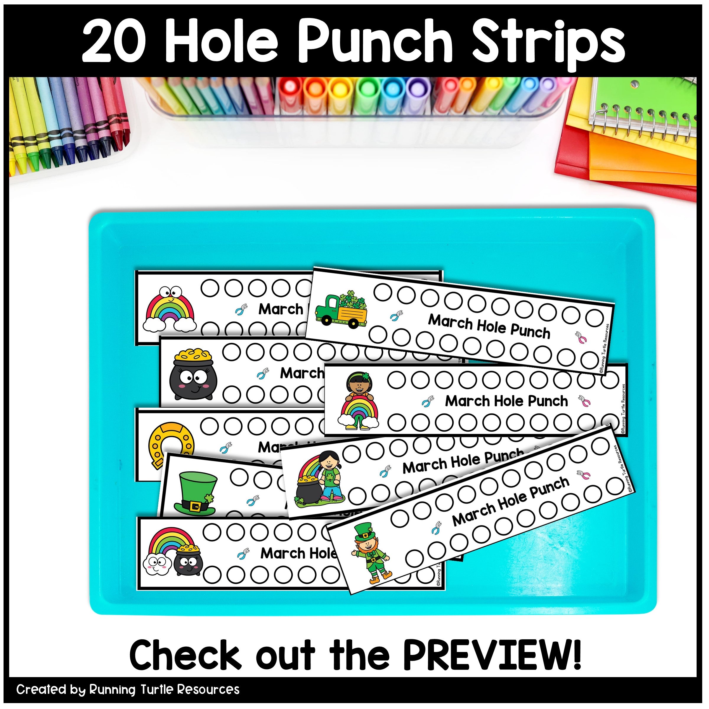 St. Patrick's Day Fine Motor Activities, March Activity Packet Preschool