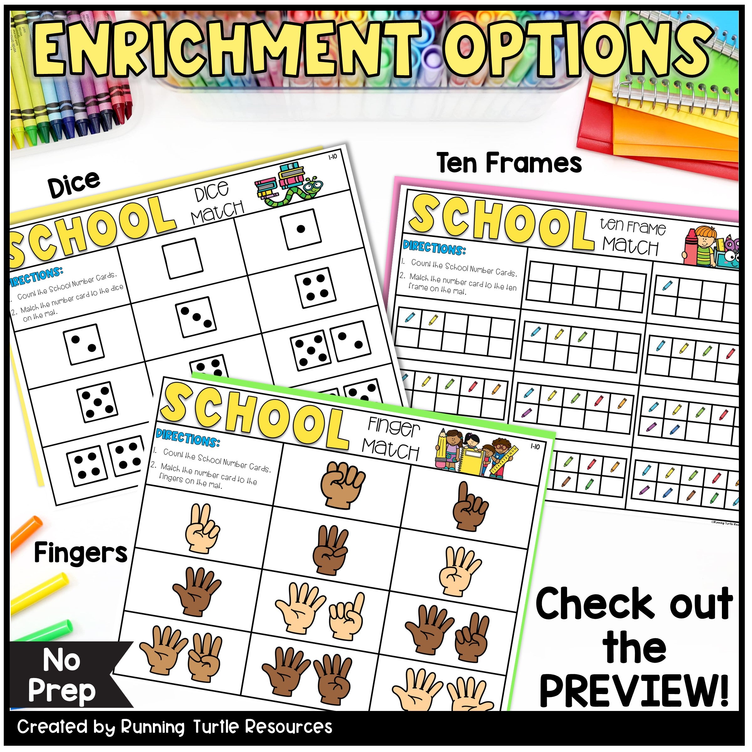 Number Match Task Cards Back to School