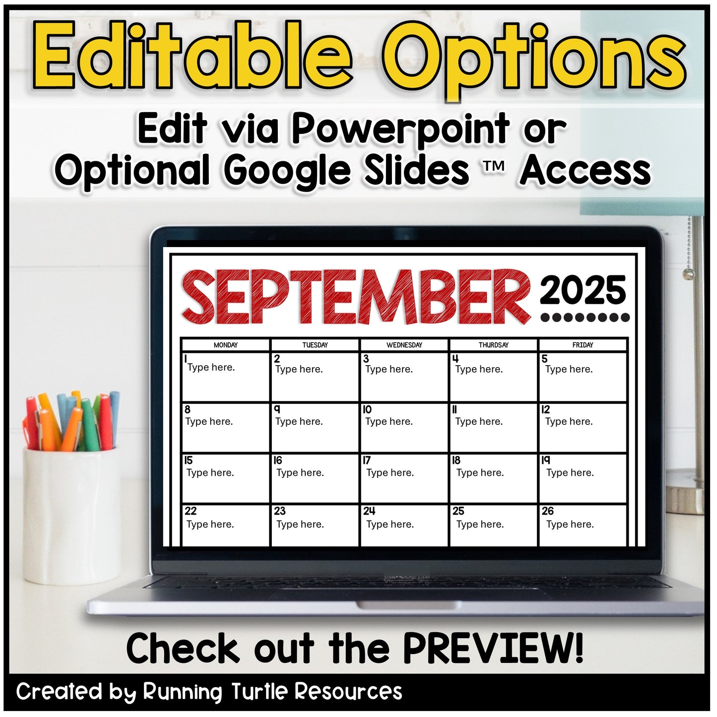 2025-2026 Editable School Calendars