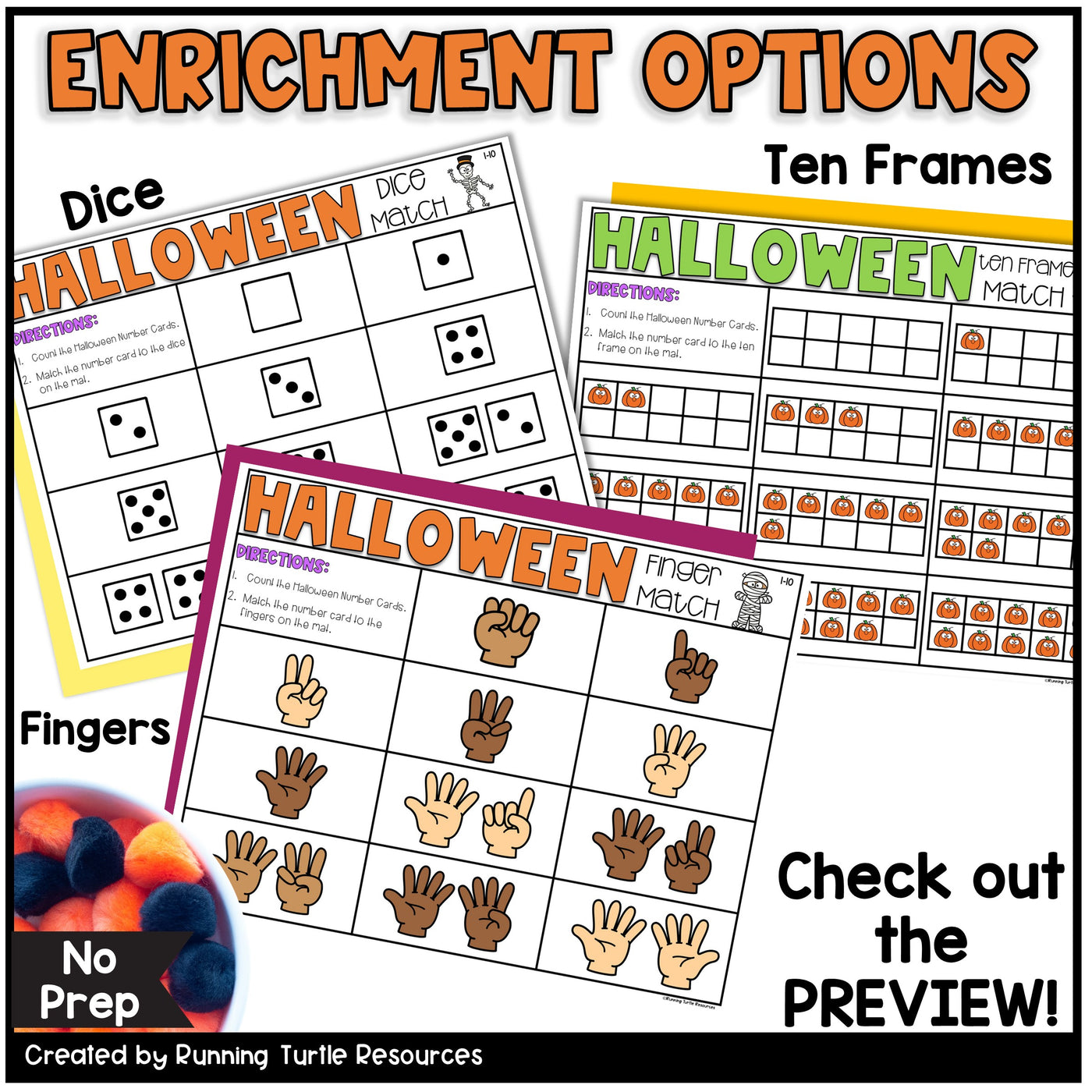 Halloween Number Match Count and Cover Task Cards