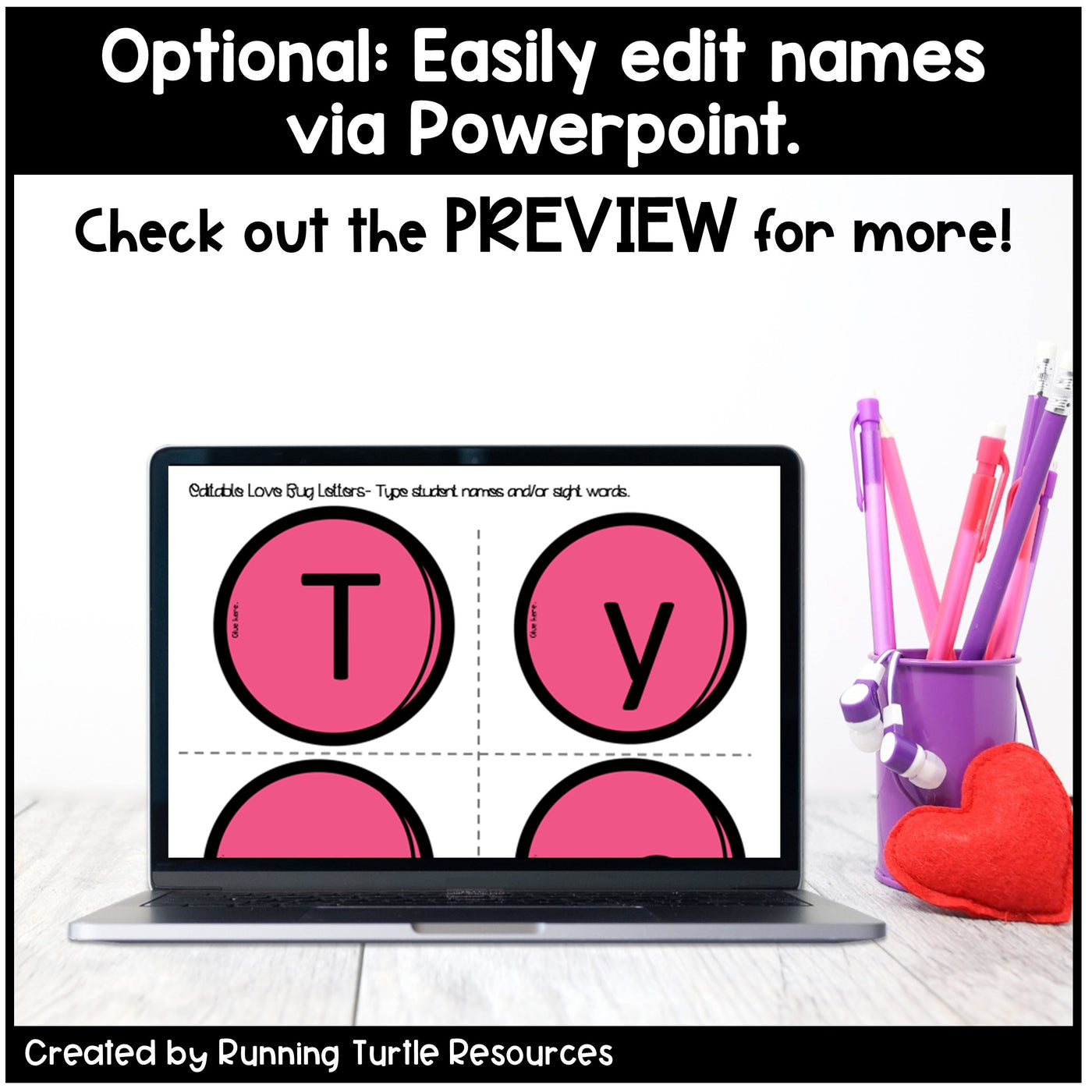 Editable Valentine Name Craft l Love Bug Activity