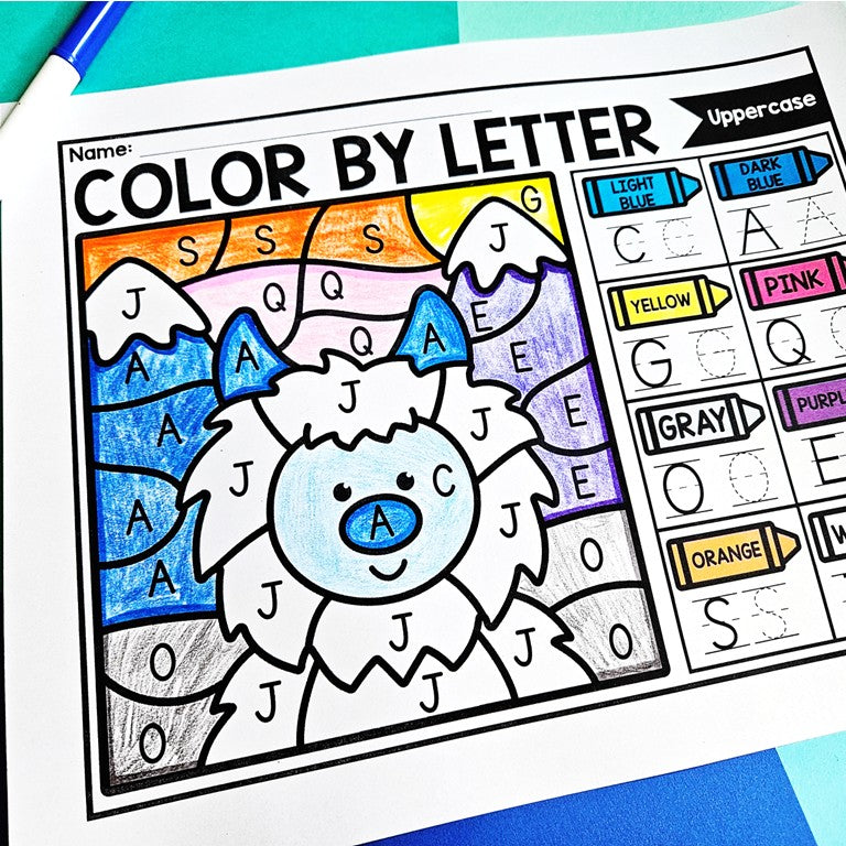 Winter Color by Letter and Beginning Sound Pages