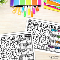 Back to School Color by Letter and Beginning Sound Pages