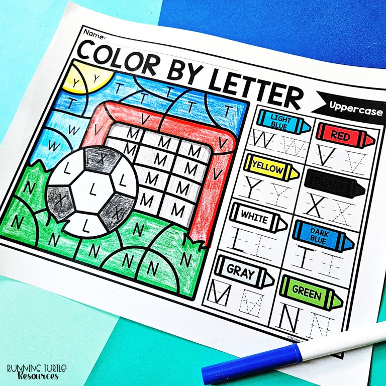 Sports Color by Letter and Beginning Sound Pages