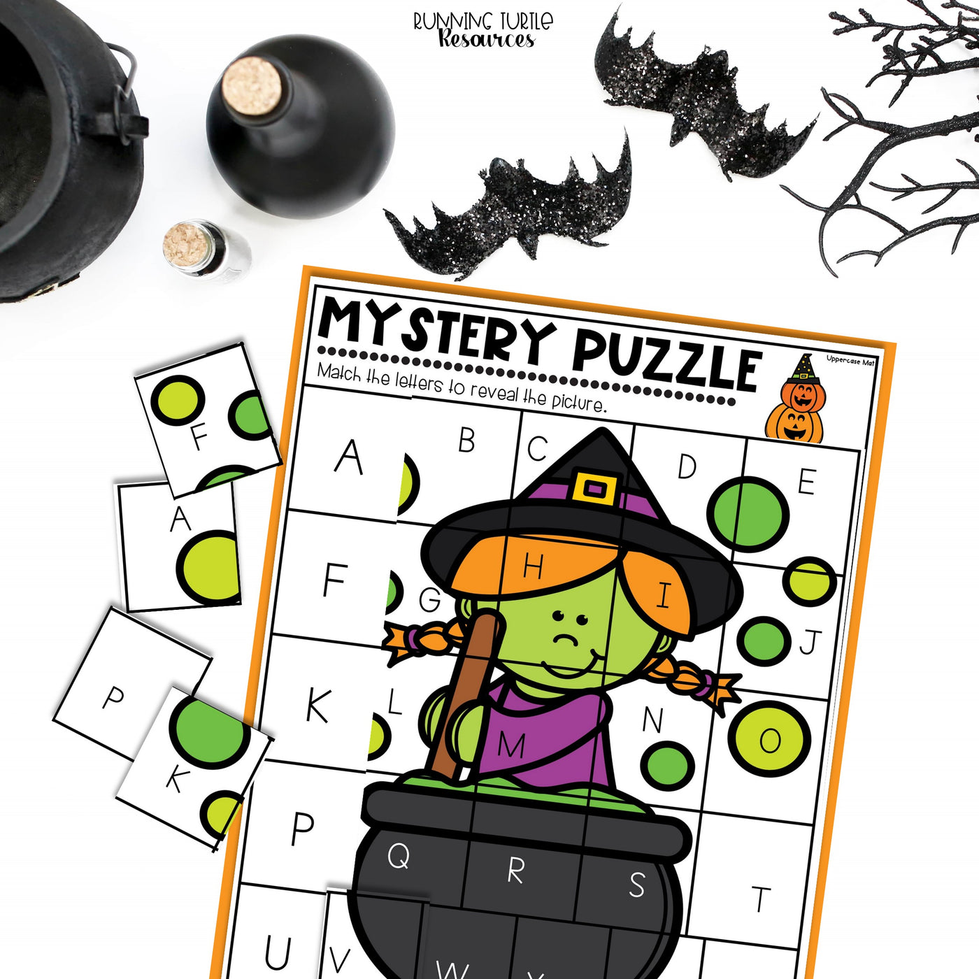 Halloween Mystery Puzzles, Fall Letter Match