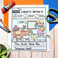 Digraph Worksheets for Kindergarten and First Grade, Label it Write it!