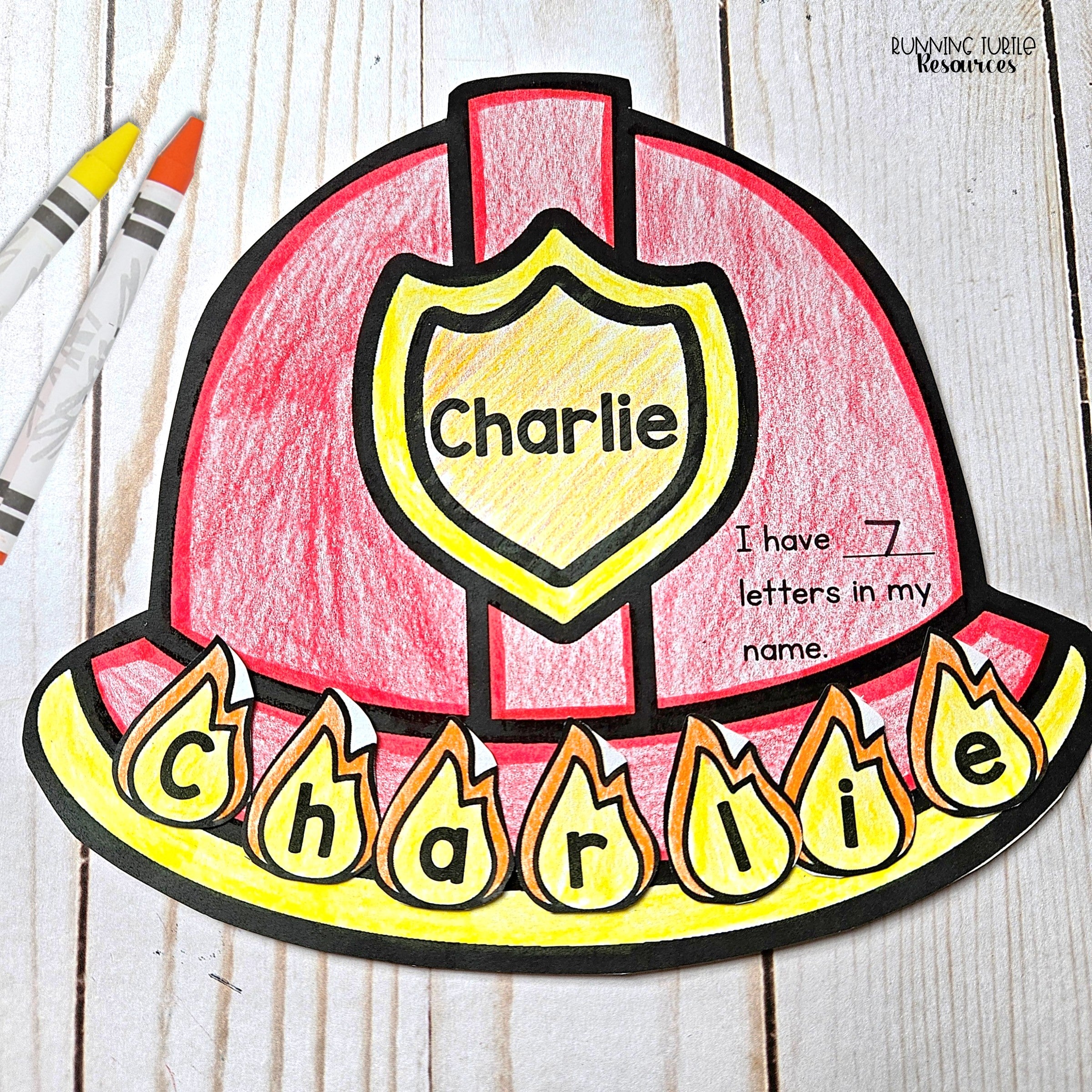 Firefighter Craft for Fire Safety Week, Preschool and Kindergarten Name Craft