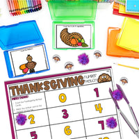 Thanksgiving Number Match Count and Cover Task Cards