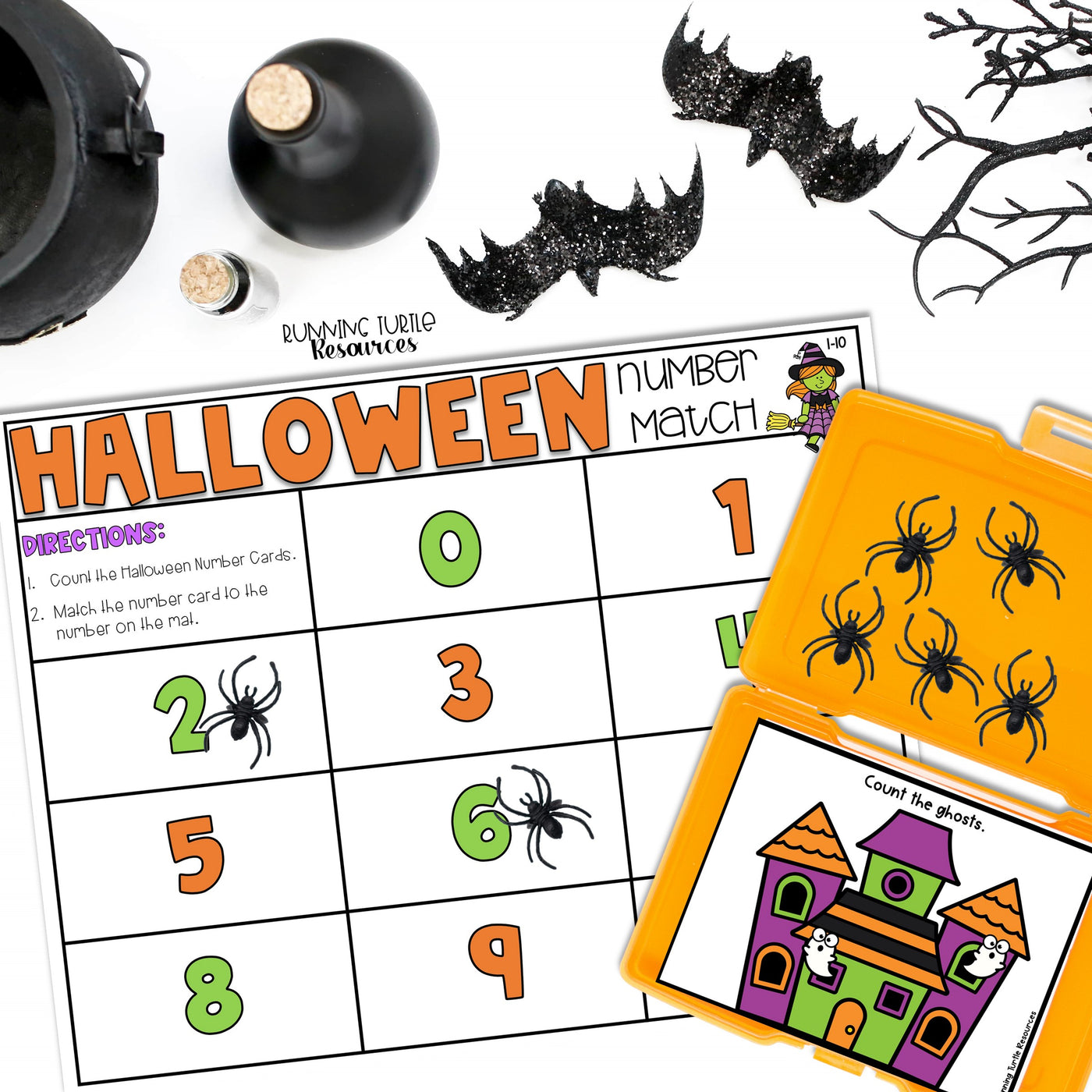 Halloween Number Match Count and Cover Task Cards