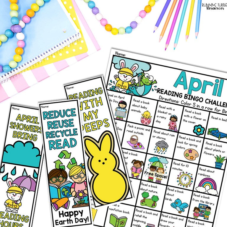 Monthly Reading Log, Reading Bingo Challenge and Bookmarks
