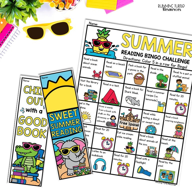 Summer Reading Bingo, June and July Reading Challenge and Bookmarks