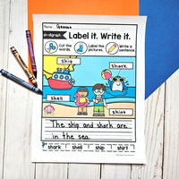 Digraph Worksheets for Kindergarten and First Grade, Label it Write it!