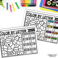 Farm Color by Letter and Beginning Sound Pages