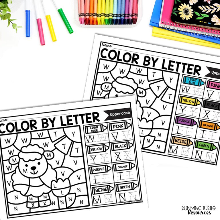 Farm Color by Letter and Beginning Sound Pages