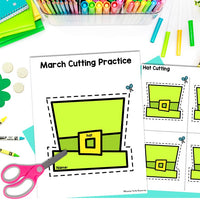 March Cutting Practice, Shamrock Cut Out, Rainbow Outline, St. Patricks Prek