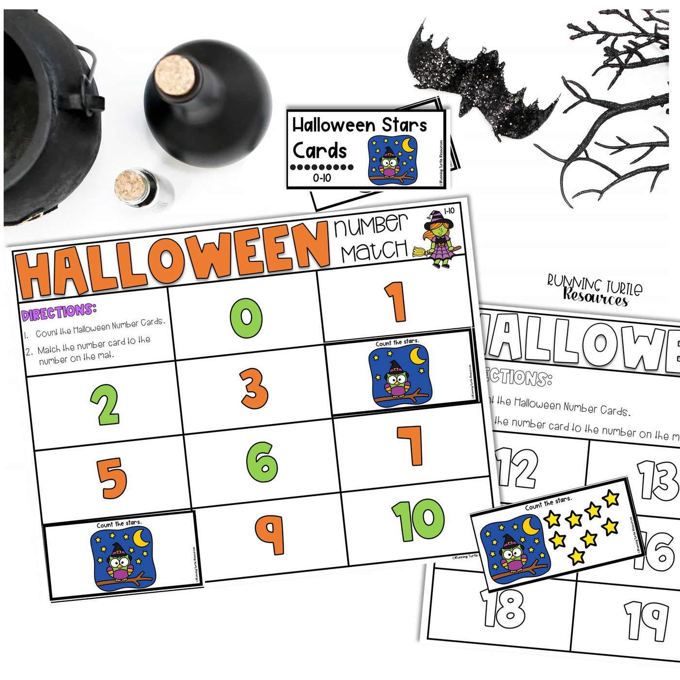 Halloween Number Match Count and Cover Task Cards