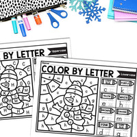 Winter Color by Letter and Beginning Sound Pages